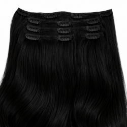 #1 Schwarz, 50cm, 110g, Clip In Extensions