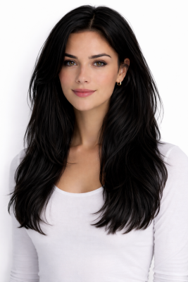 #1 Schwarz, 50cm, 110g, Clip In Extensions